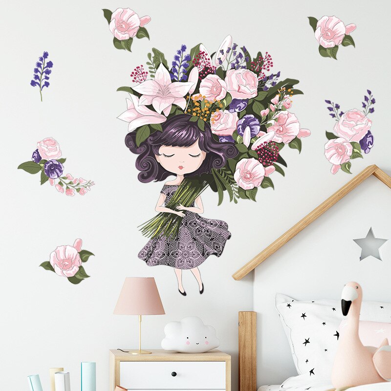 Kids Room Wall Decor Flower Children's Room Wallpaper Wall Stickers Girls Room Decor for Baby Wall Sticker Princess for Girls