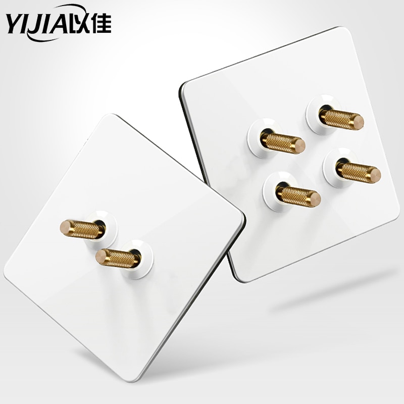 Interrupteur mural en laiton, bouton à bascule en métal vintage 220v 1/2/3/4 gangs .2 voies 10a interrupteurs pour salon levier en laiton panneau blanc