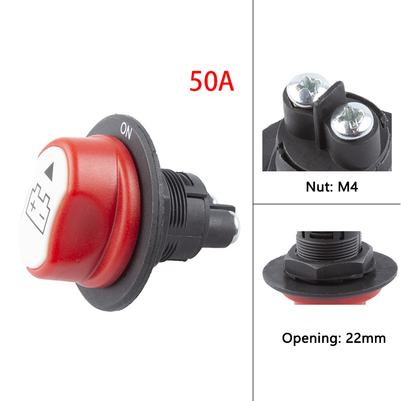 50A 100A 200A 300A Car Battery Disconnect Cut Off Kill Switch Rotary 12V 24V DC Power Isolator Auto Motorcycle Boat Accessories: black