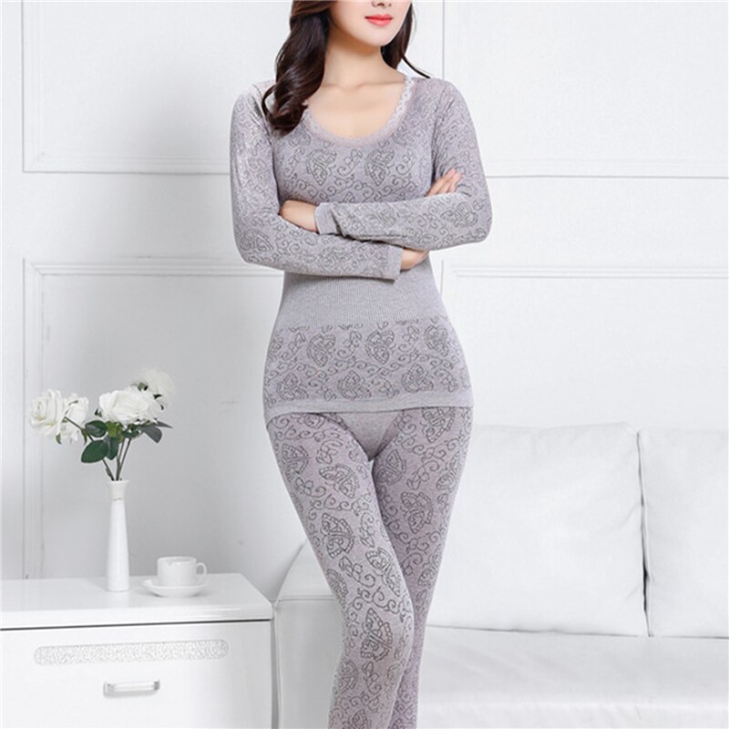 Vrouwen Nachtkleding 2 Stuks Herfst Winter O Hals Top Lange Broek Thermisch Ondergoed Elastische Warme Zachte Nachtkleding Set Kerstcadeaus: Coffe