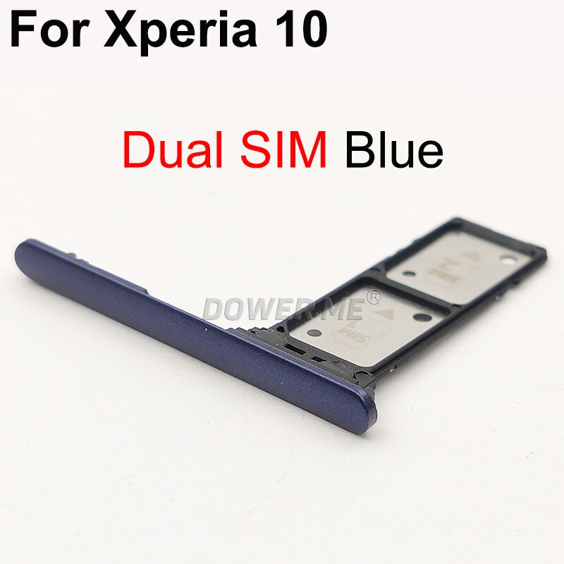 Dower Me Enkele Dual Sim Card Holder Reader Sim Tray Slot Met Cover Voor Sony Xperia 10 I3113 I3123 I4113: Blue Dual SIM