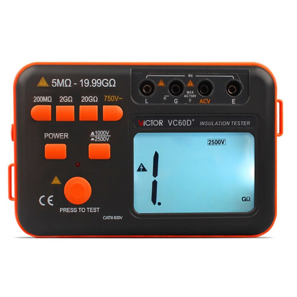 Victor VC60B+ Digital Insulation Resistance Tester 1000V Original Megger Insulation Tester DC/AC 0.1~2000m ohm