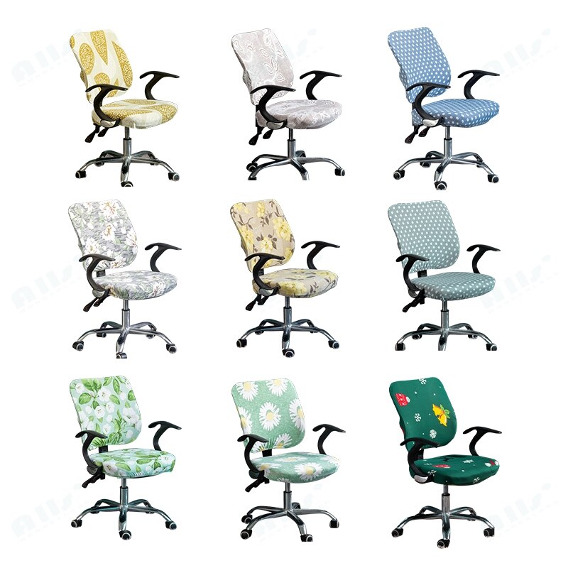 Funda Floral para silla oficina 2 piezas funda de asiento de ordenador LICRA elástica extraíble y lavable fundas para sillón elásticas