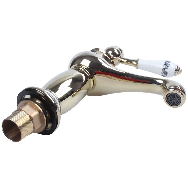 All copper ceramics Single Handle Single hole kitchen Washing basin chrome Faucet(Gold)