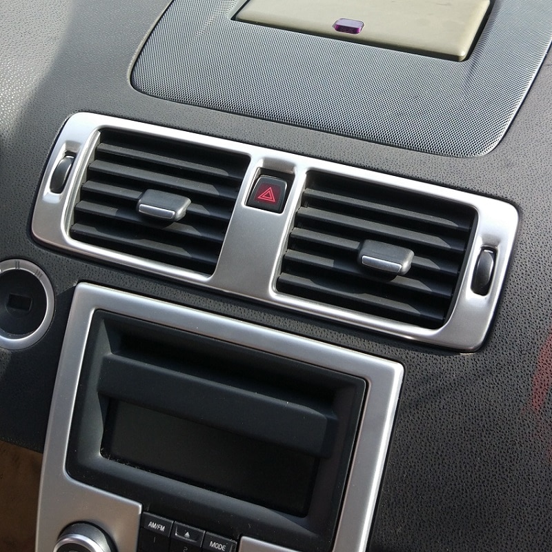 Rostfritt stål centralt dash air condition ac vent kontroll ram lock trim för volvo  c30 s40 v50 c70