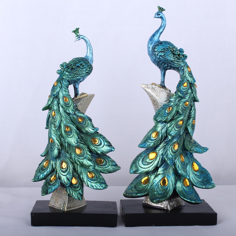 Home Decoration Peacock Jewelry Gold Peacock Mini Statue Resin Desktop Crafts Home Decoration Accessories Business