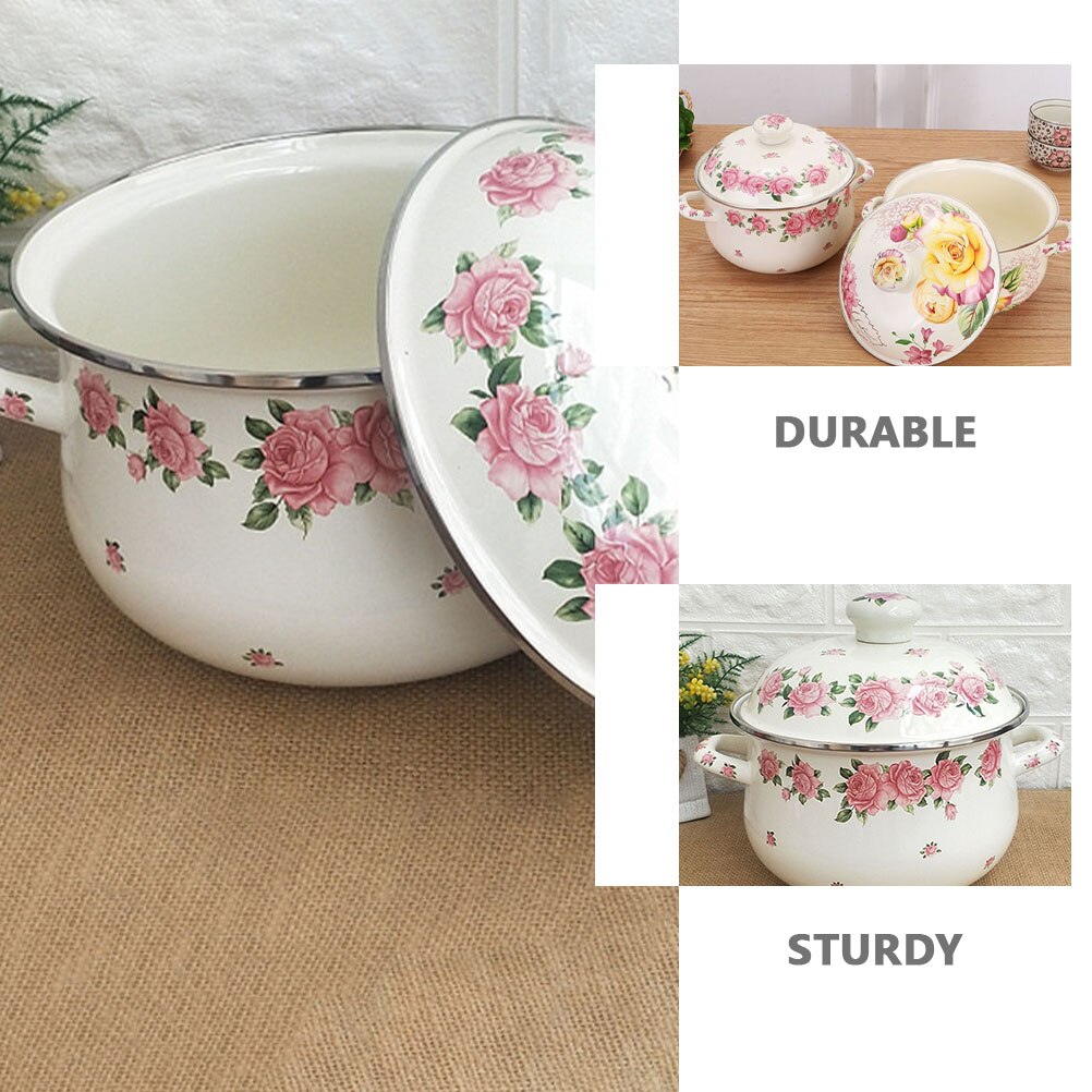 Practical Stew Pot Kitchen Stockpot Enamel Cooking Pot Thickened Stock Pot