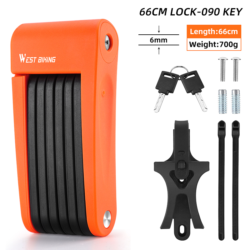 WEST BIKING Lucchetto pieghevole per bicicletta Sicurezza antifurto Lucchetto per ciclismo MTB Accessori per bici da strada Scooter Lucchetto pieghevole per bici elettrica: Viola