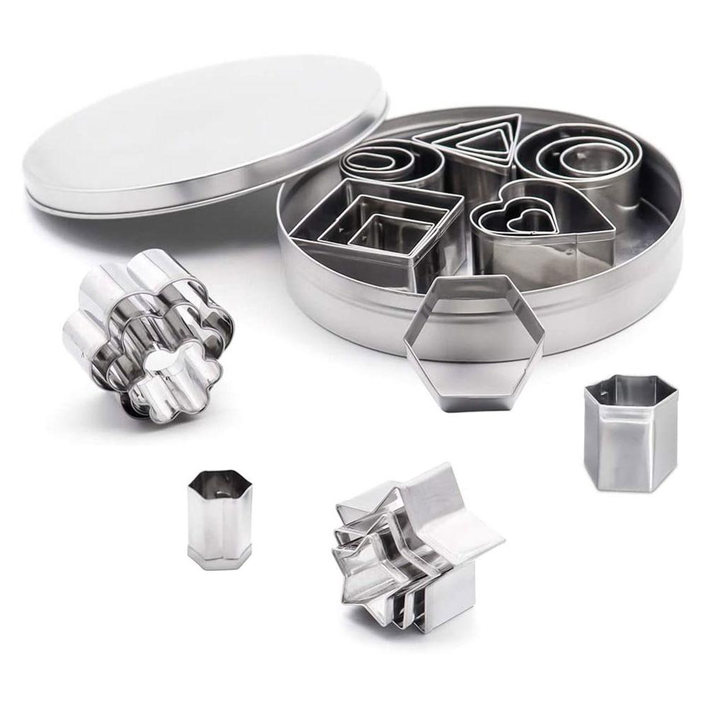 24pcs Stainless Steel Mini Cookie Cutter Set Biscuits Baking Pastry Cutters Slicers Kitchen Baking Mould For Cake Decor Mold: Default Title