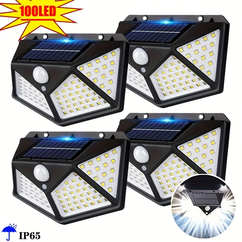 100 LED-wandlamp op zonne-energie met bewegingssensor LED-verlichting voor gebruik binnenshuis Automatische helderheidsaanpassing voor veranda-tuin