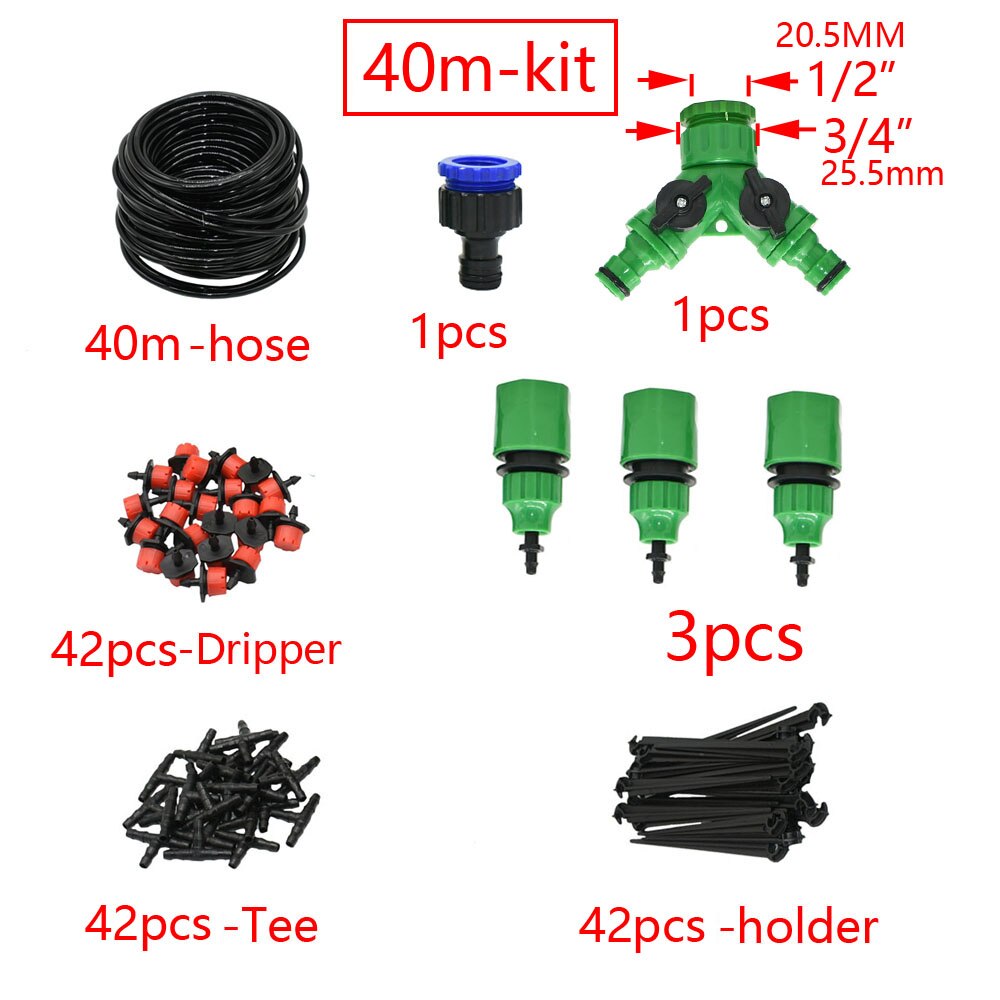 50M-5M DIY Drip Irrigation System Automatic Watering Garden Hose Micro Drip Watering Kits with Adjustable Drippers: 40M