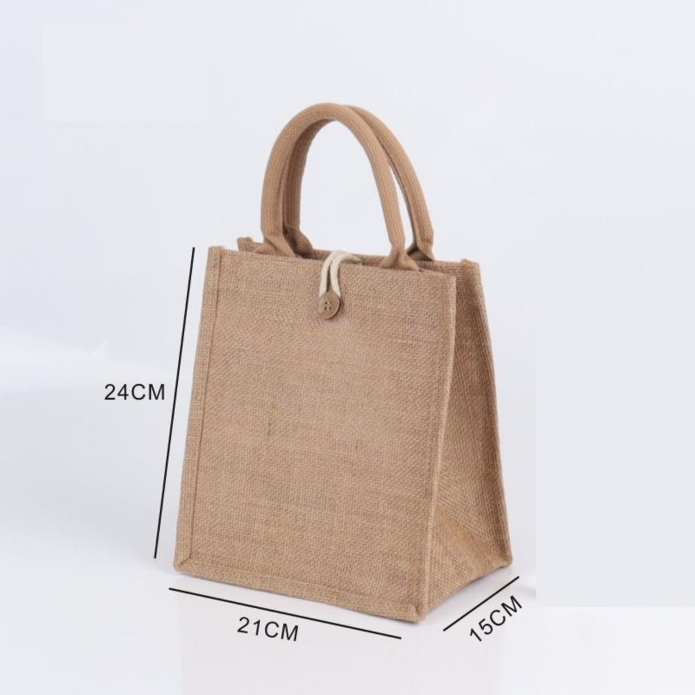 Lniana torba na zakupy lniana z grubym uchwytem na prezent wielokrotnego użytku lniana torba na torby robić przechowywania na zakupy dla kobiet: czarny