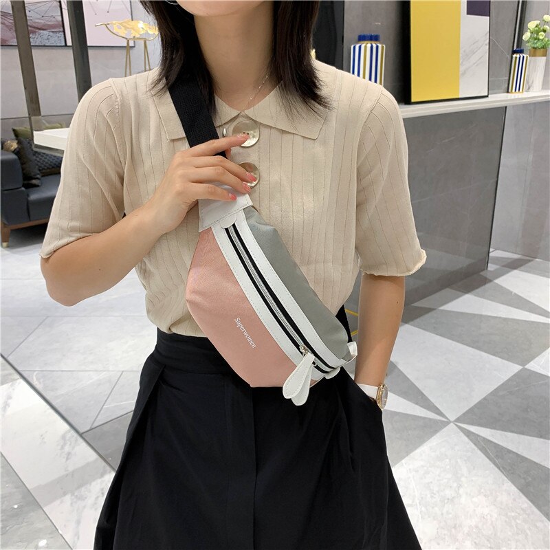 Leisure Tailleband Vrouwen Canvas Kleuraanpassing Een Schoudertas Student Rugzak Mode Borst Laterale Airbags Reizen Mobiele Zak