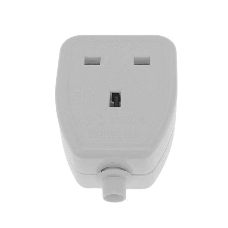 13A 250V UK British Standard Female Socket Power Adaptor Detachable Power Cord Cable Connector Socket White/Black: WHITE