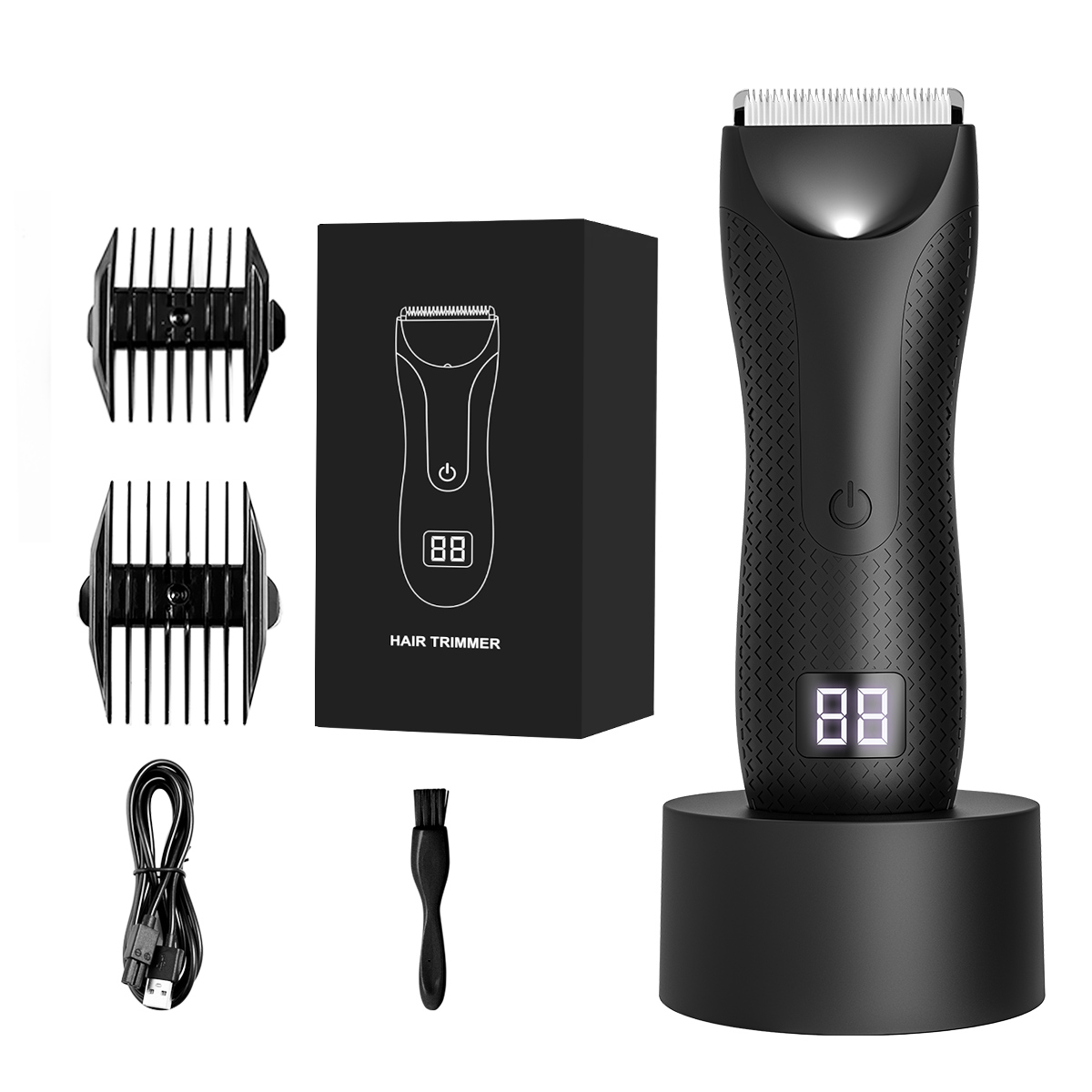 Body Hair Trimmer, Groin&Body Manscape Trimmer For Men, Electric Ball Shaver Groomer, Pubic Grooming Clipper Male R: Clear