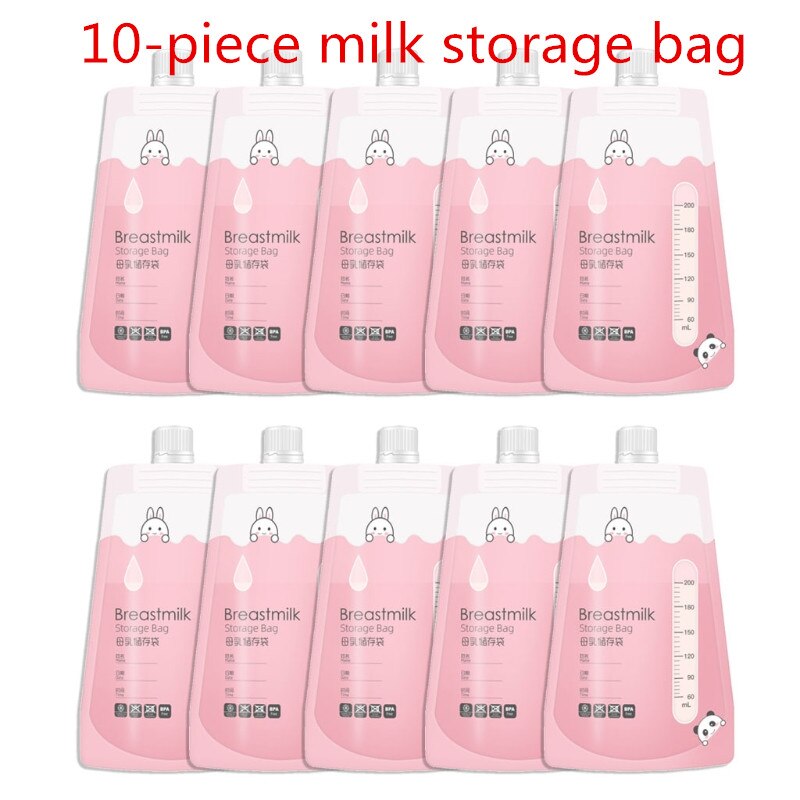 200ml Breast Milk Storage Bags Disposable Baby Liquid Food Fresh Sealed Bags Portable Infant Feeding Pouchs Packages: 10 pieces