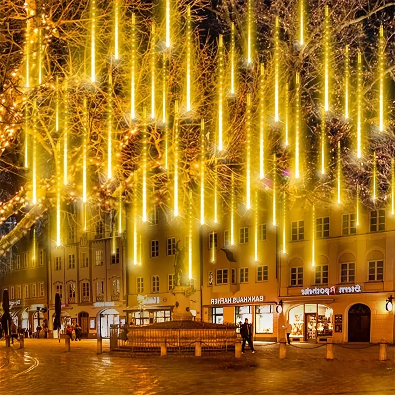 LED Meteorsc hauer Regen lichter EU Plug fallen Regentropfen Lichterkette Licht für Weihnachten Party Terrasse Dekor 30cm/50cm