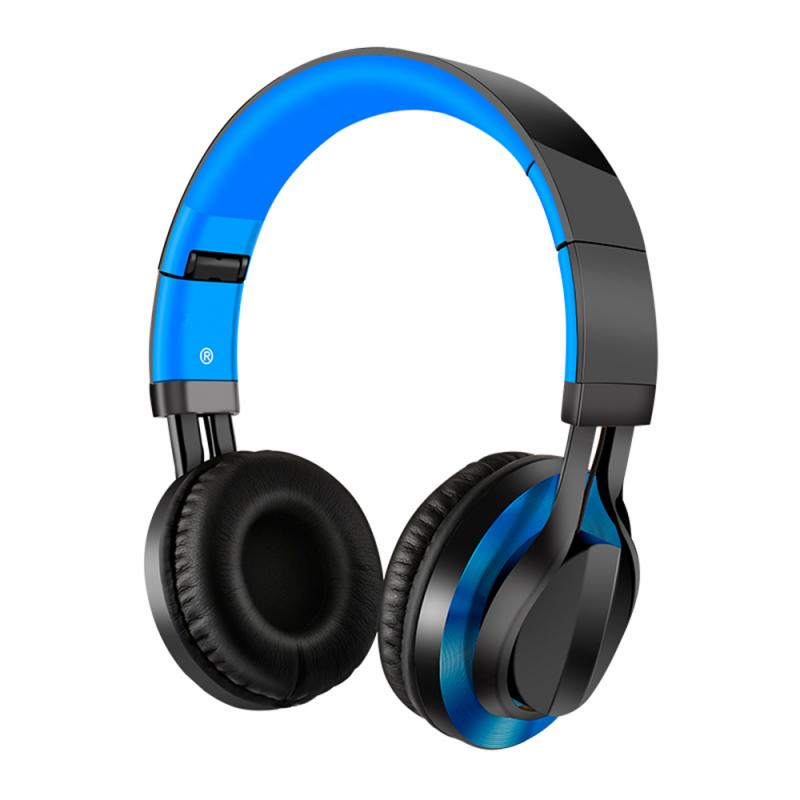 Kabelgebundenes headset mit kabelsteuerung, subwoofer, kabelgebundene, faltbare, tragbare kopfhörer, stereo-hifi-headset für gaming: Schwarz blau