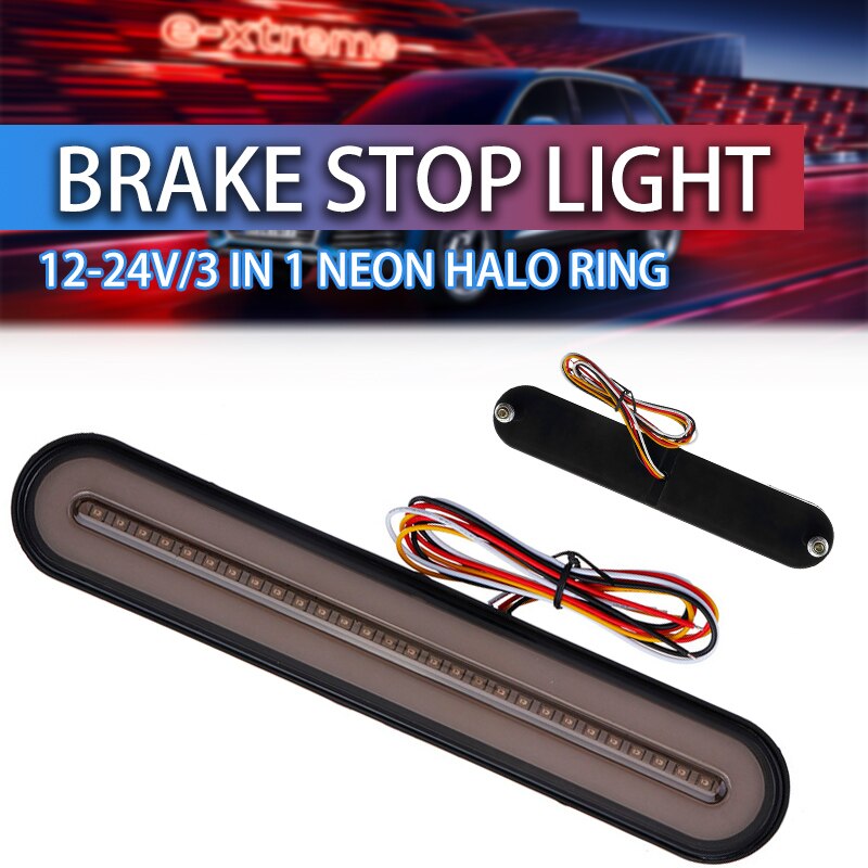 LED Trailer Truck Brake Light 3 in 1 Neon Halo Ring Tail Brake Stop Flowing Turn Signal Light Lamp Blinker Waterproof 12V-24V