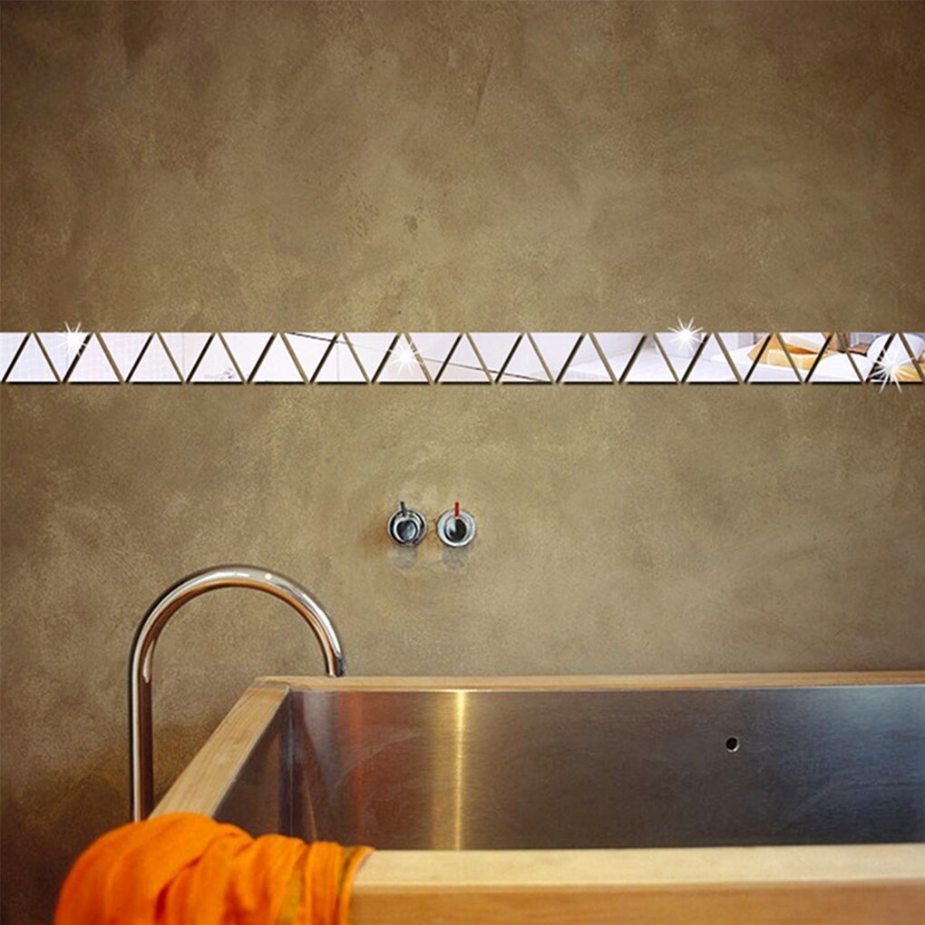 100 Stks/set Driehoekige Spiegel Sticker 3D Acryl Mirrored Decals Diy Verwijderbare Decals Ornamenten Kamer Home Decoratie Behang