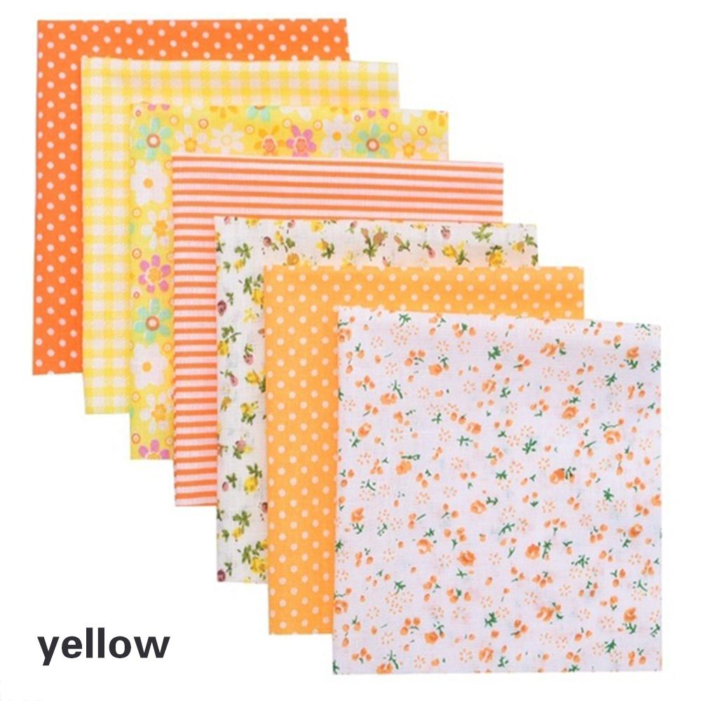 7pcs/Set Fabric Cotton Sewing Quilting Fabrics Printed Cotton Cloth Patchwork Handcraft Needlework 25x25cm Embroidery: yellow