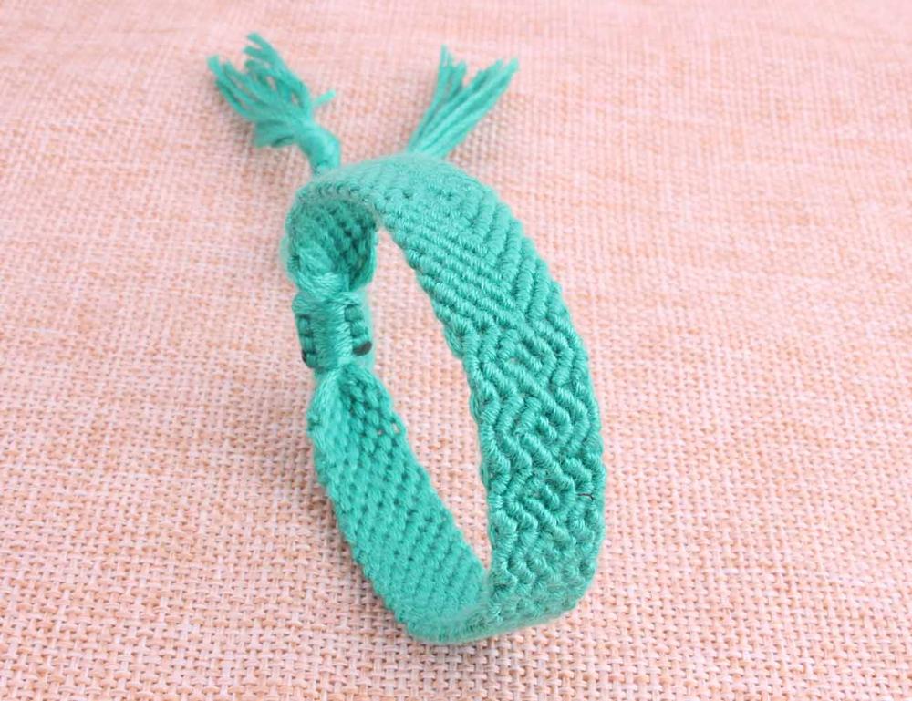 solid color wavy monochrome woven friendship bracelet green blue grey pink red embroidery thread macrame wrap bracelet femme kid: Silver Plated