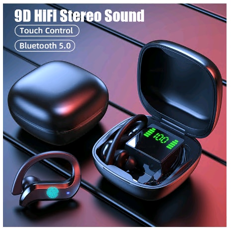 H & Een Tws Bluetooth 5.0 Koptelefoon Draadloze Hoofdtelefoon Waterdichte Sport Oorhaak Bass Oordopjes Headset Voor Ios Android + lader Doos