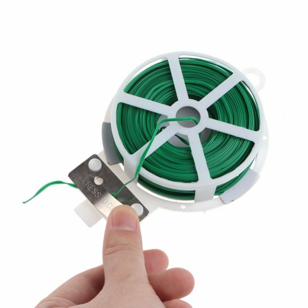 2pcs 50m Garden Twist Tie Garden Wire Green Coated Wire Twist Tie Reel Coated Plant Support Flexible securing plants flowers