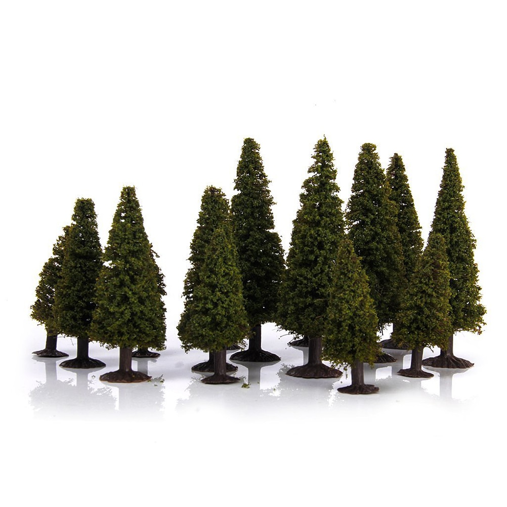 15pcs 1/100 1/150 1/200 Groen Landschap Landschap Model Cedar Bomen Diorama Miniaturen