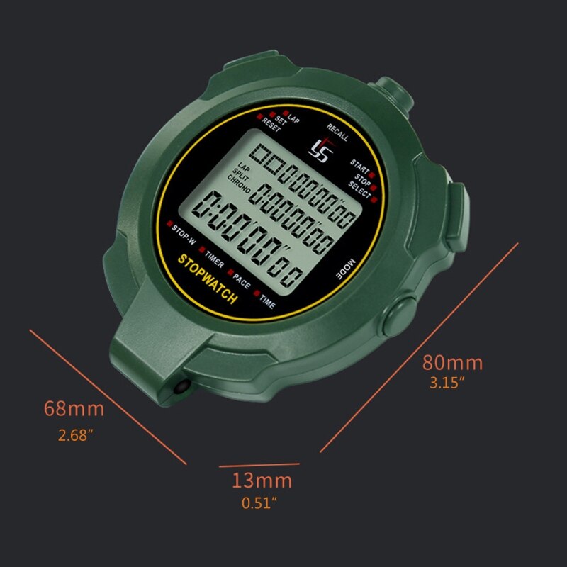 Digital Stopwatch Timer Handheld LCD Chronograph Shock Resistant Sports Fitness Coaches &amp; Referees
