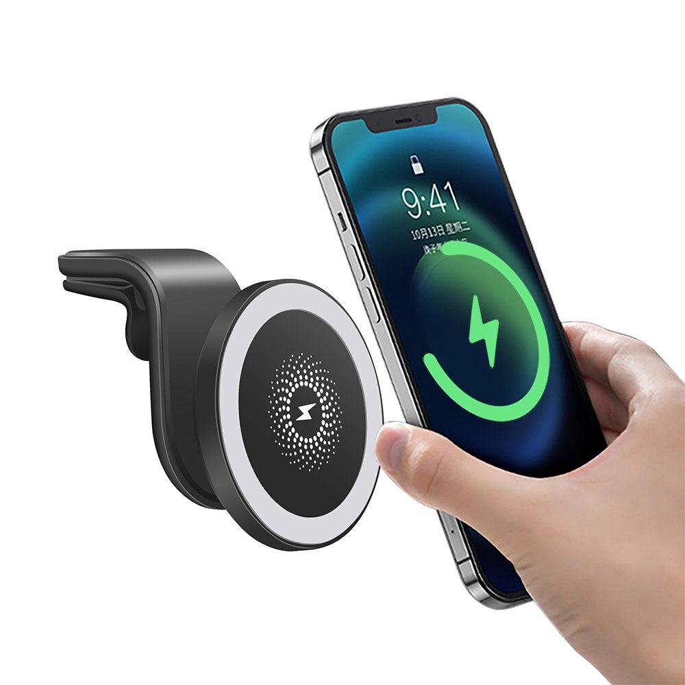 15W Magnetische Wireless Car Charger Mount Voor Iphone 12Pro Max Voor Mag-Veilig Snelle Opladen Draadloze Oplader auto Telefoon Houder: Black