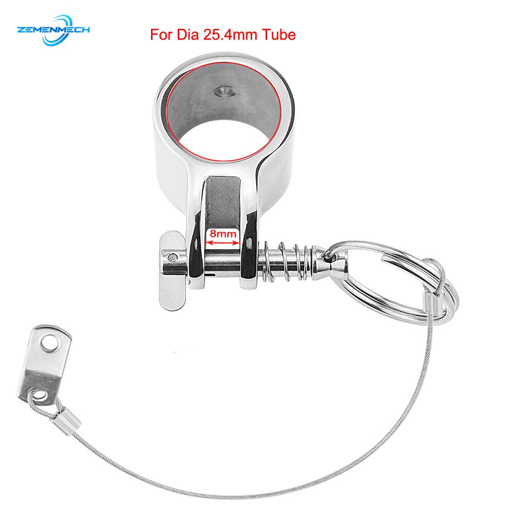 316 Stainless Steel Jaw Slide Clamp With Quick Release Pin Connecting Rope 1 inch 25mm Bimini Top Hinged Slide Fitting Hardware