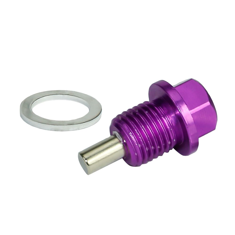 Tapón magnético de drenaje de aceite M14 * P1.25MM, tapón de drenaje de aceite de aluminio para la mayoría de los coches con rosca M14 * P1.25MM: PURPLE