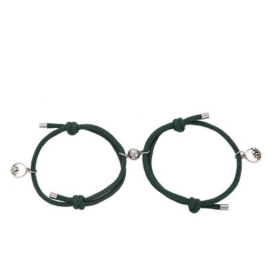 2 Stuks Paar Magneet Creatieve Handgemaakte Armbanden Mannen En Vrouwen Charme Meisje Armband Sieraden Lover Valentijnsdag Cadeau: green