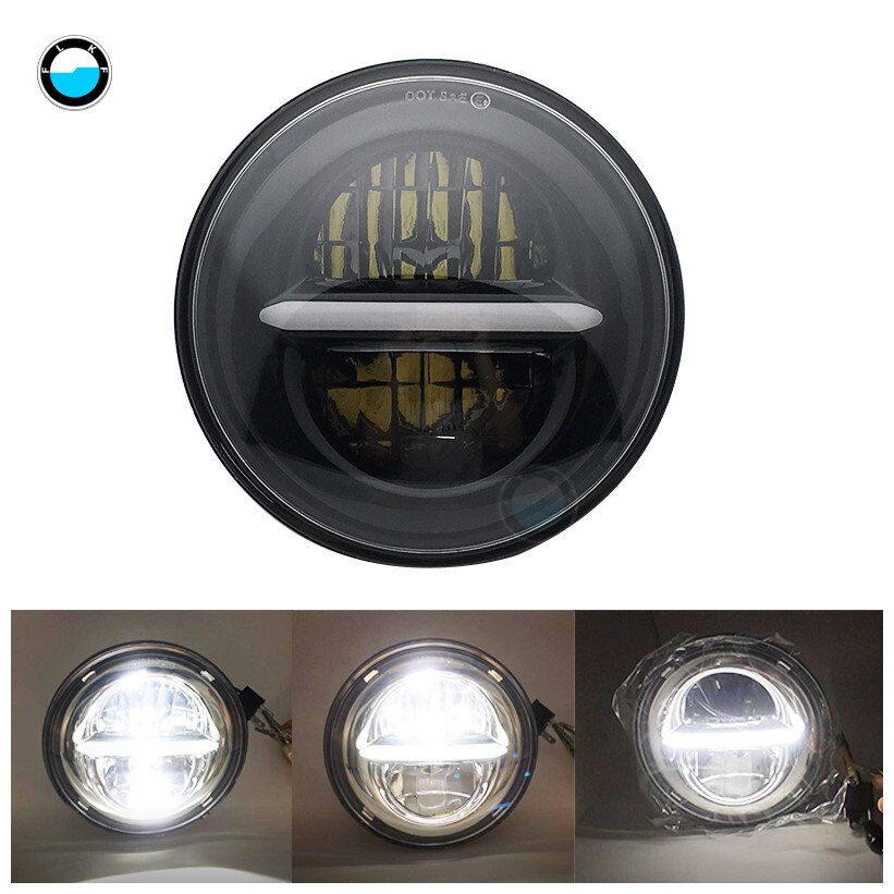 5.75" Round Headlamp 5-3/4 Inch LED Headlight DRL For Softail Dyna And Sportster Models.: Yellow