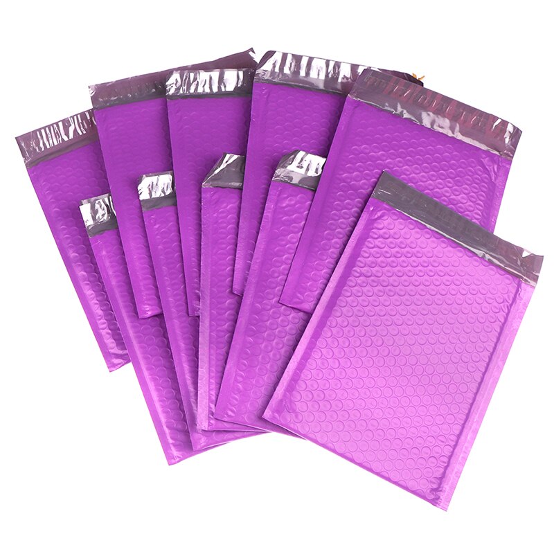 Enveloppes à bulles violettes Poly, enveloppes rembourrées auto-scellantes, sacs pour livre Magazine, courrier doublé auto-scellant 10 pièces: 10pcs 18X20cm