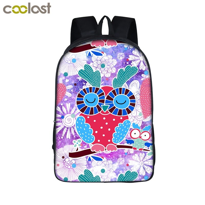 16 inch Cartoon Owl Student Backpack Cute Animal Print School Bag For Teenager Women Men Laptop Backpack Boys Girls Travel Bags: A16 MTY03