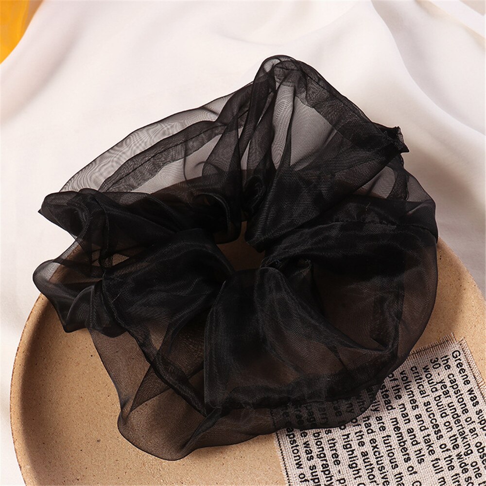Organza randigt hår scrunchie hår ringslipsar för flickor hästsvanshållare hårband elastiskt hårband håraccessoarer huvudbonader