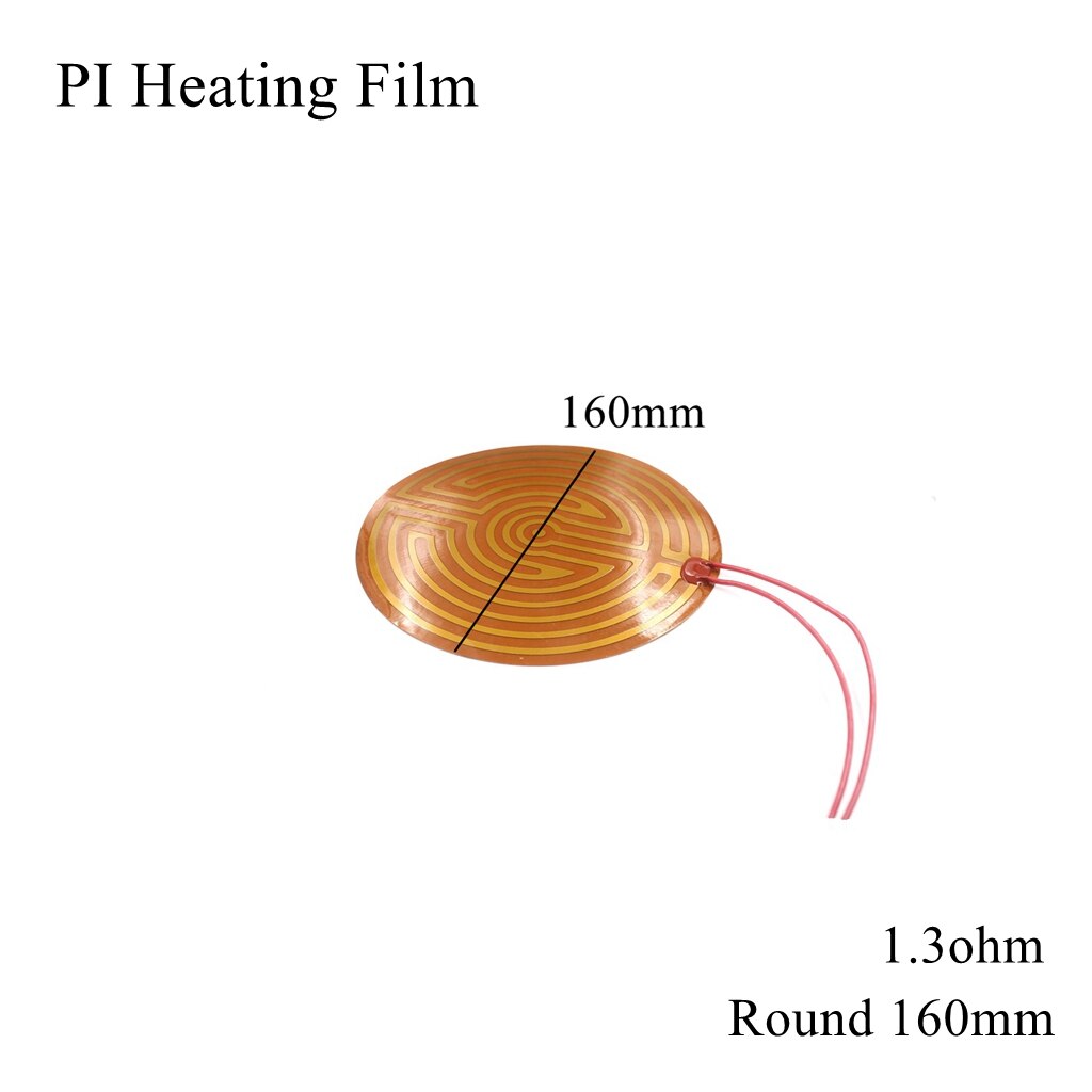 Film chauffant électrique rond, 25mm 5V 12V 24V 110V 220V PI, Film adhésif Polyimide, plaque chauffante électrique, tapis de panneau, feuille de carburant, huile moteur réservoir: Round 160mm