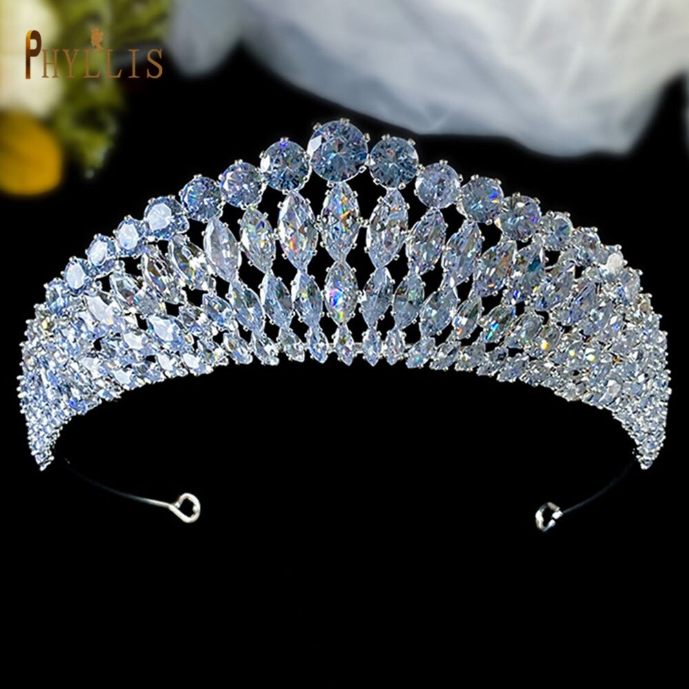 A366 Zirconia Princess Wedding Bridal Tiaras and Crowns Pageant Hair Jewelry Party Headpieces for Women Birthday Crown Headdress: A366-S