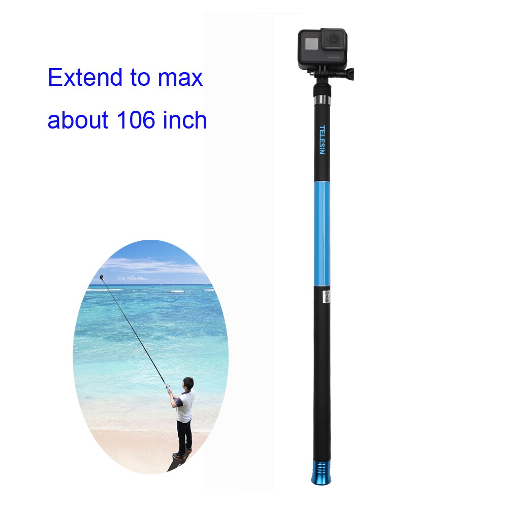 TELESIN 106 "Selfie Stick para GoPro Hero 6 5 4 3 sesión Xiaomi YI 4K SJCAM EKEN teléfono inteligente de fibra de carbono extensible de mano