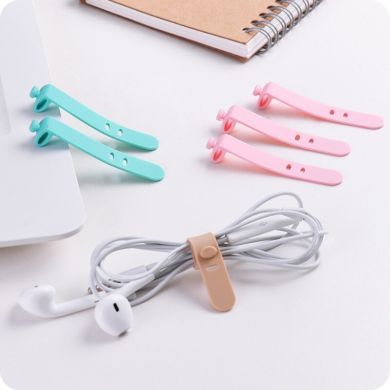 4Pcs Cable Winder Silicone Strap Hook Loop Cable Winder Headphone Cord Earphone Organizer Cable Tie Cable Winder Accessories