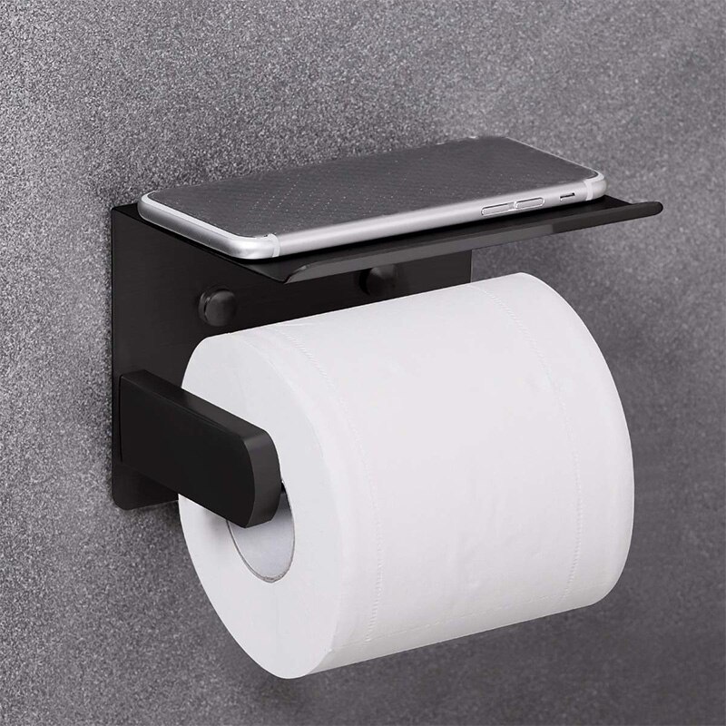 Toiletrolhouder met telefoonplankje, sus 304 roestvrijstalen wandgemonteerde toiletrolhouder - roestvrij en badkamerreiniging