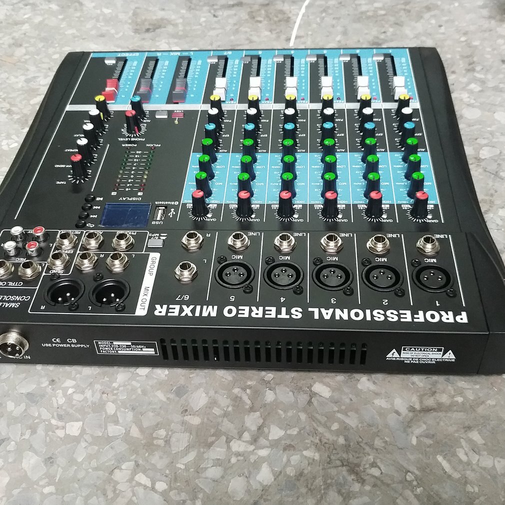 CT6 6 Channel Stereo Mixer Live Audio Sound Console Vocal Effect Processor with 4-CH Mono & 2-CH Stereo Input