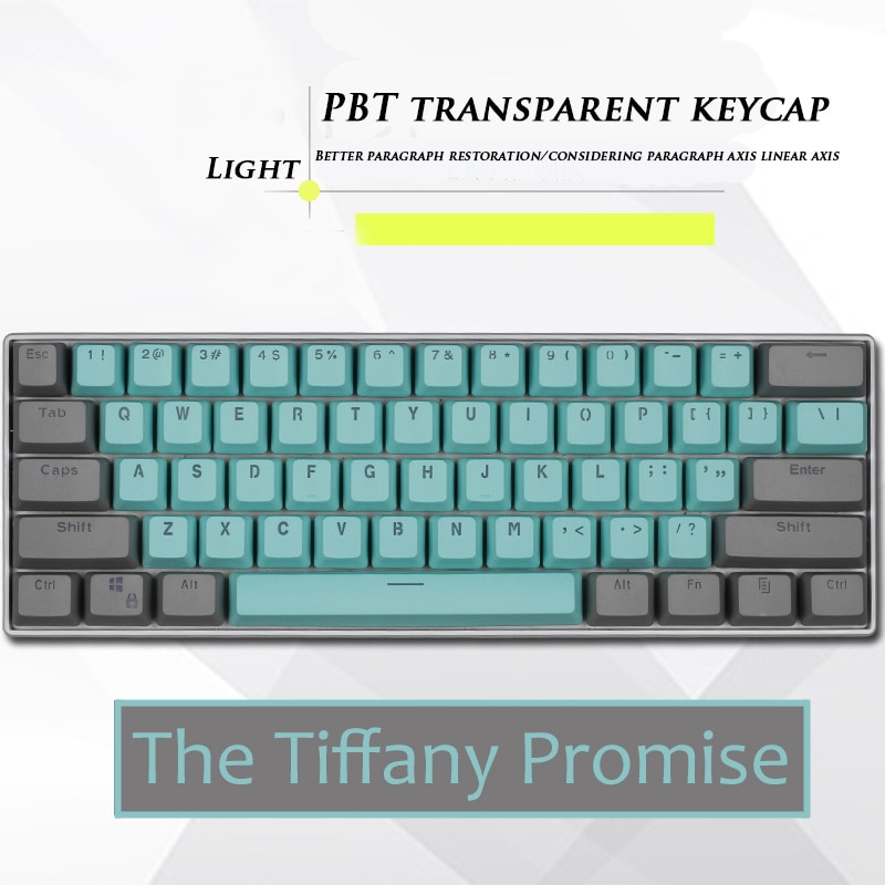 61-key OEM Profile Korean Keycaps PBT Korean keycap two-color injection + transparent keycap mechanical keyboard