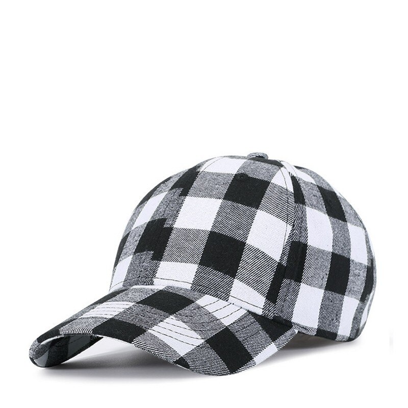 Casual Plaid Print Baseball Cap Soft Cotton Blend Checked Print Outdoor Hat Cap Adjustable Snapback Baseball Cap: C07