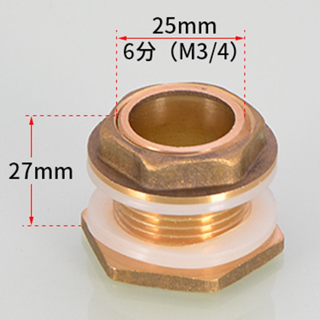 Solid Brass Water Tank Connector with Rubber Ring Leak-proof for Water Tanks