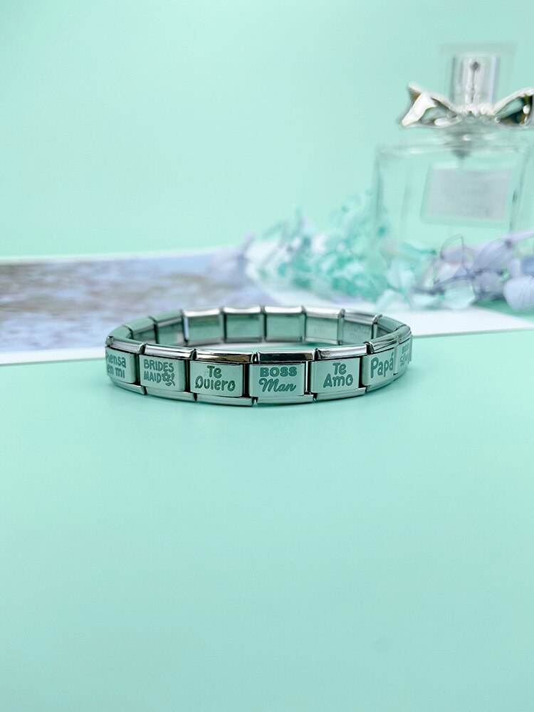 Hapiship Top Original Daisy Letter Spanish Language Charm Fit 9mm Width Bracelet Stainless Steel DIY Making Jewelry DJ265
