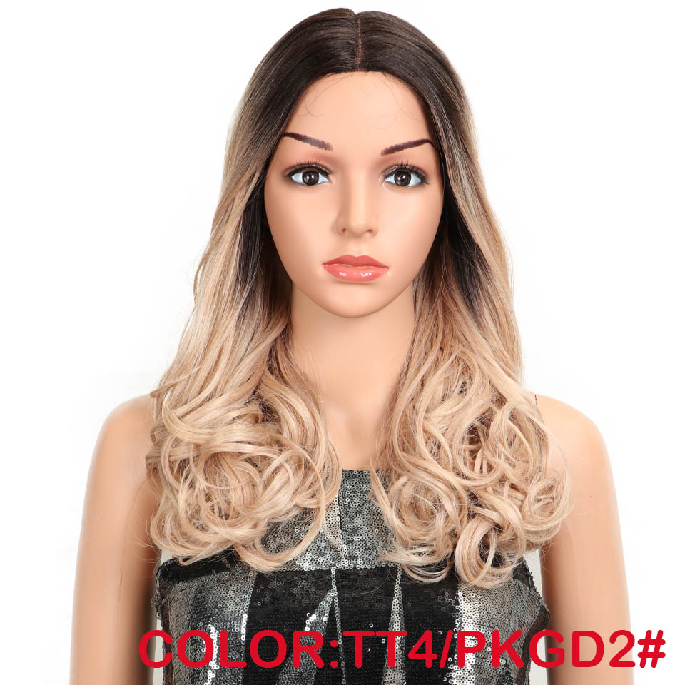 MAGIC Hair Synthetic Lace Front Wigs For Black Woman Ombre Natural Wave 20"Inch Bob Wigs Heat Resistant I Part Wig For Women: TT4-PKGD2