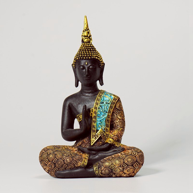 Estatua de Buda tailandés VILEAD de 16cm, figuritas de resina de Buda tailandés, decoración del hogar para sala de estar Fengshui